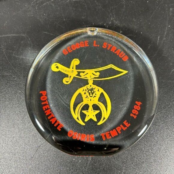 Vintage Masonic Shriners Sword with Moon & Star Glass‎ Presentation Paperweight - Picture 1 of 3